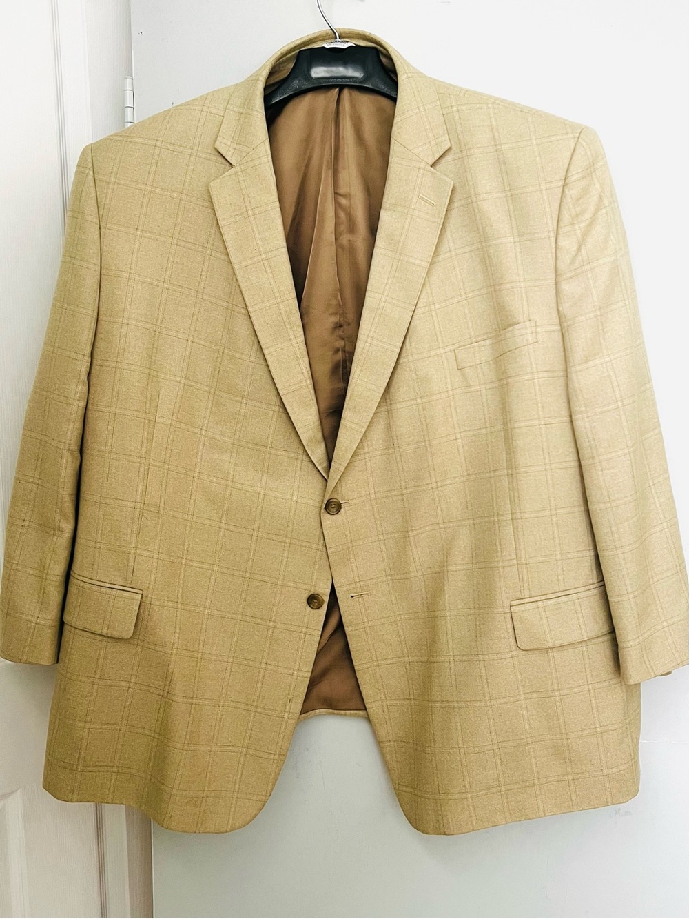 Silk & Wool Big Size Joseph & Feiss Tan Windowpane Sport Coat Blazer